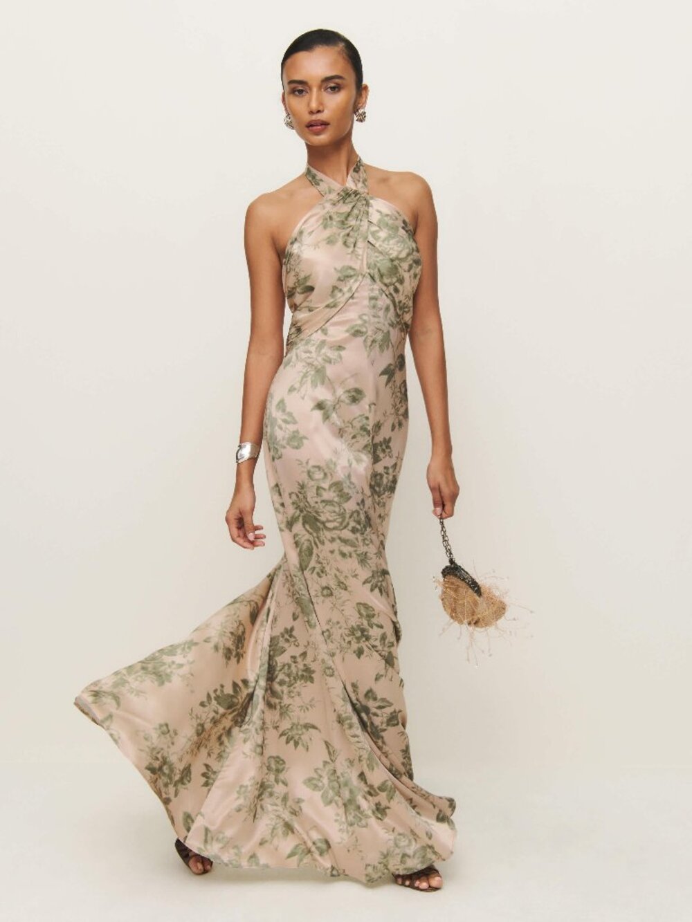 Reformation Veria Silk Halter Maxi Dress in Symphonic